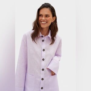 SLEEPER Lavender Linen Sleep Pajama Lounge Shirt Top